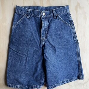 Y2K Wrangler Jeans Co Cargo Shorts Boys 14 Blue Denim Carpenter Utility Pockets